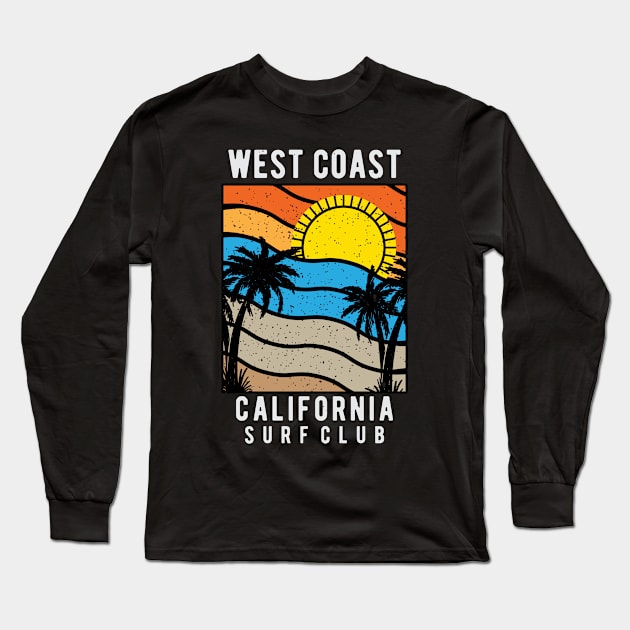 West Coast California Surf Club Long Sleeve T-Shirt by Mako Design 